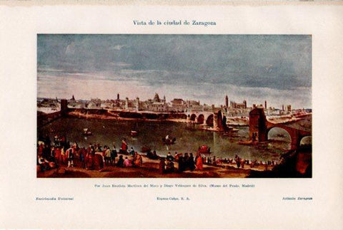 LAMINA ESPASA V51976: La ciudad de Zaragoza por Martinez del Mazo y Velazquez