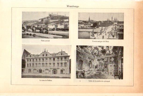 LAMINA ESPASA V51899: Vistas de Wurzburgo, Alemania