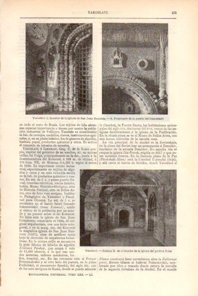 LAMINA ESPASA V51897: Interior iglesia de San Juan Bautista en Yaroslavl, Rusia