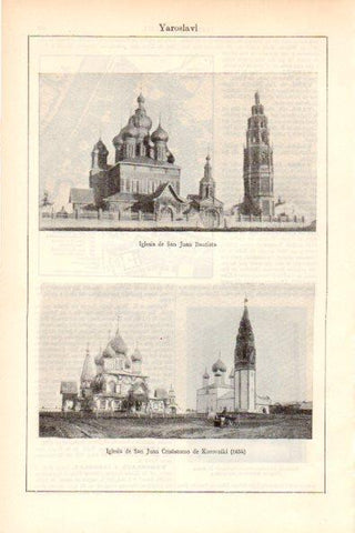 LAMINA ESPASA V51896: Iglesias de San Juan Bautista y San Juan Crisostomo en Yaroslavl, Rusia