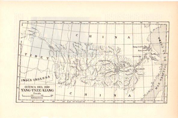 LAMINA ESPASA V51893: Mapa de la cuenca del rio Yang-Tsze-Kiang