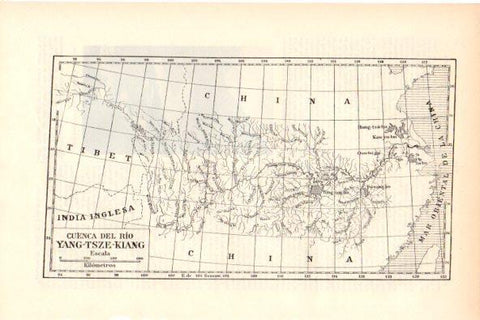 LAMINA ESPASA V51893: Mapa de la cuenca del rio Yang-Tsze-Kiang