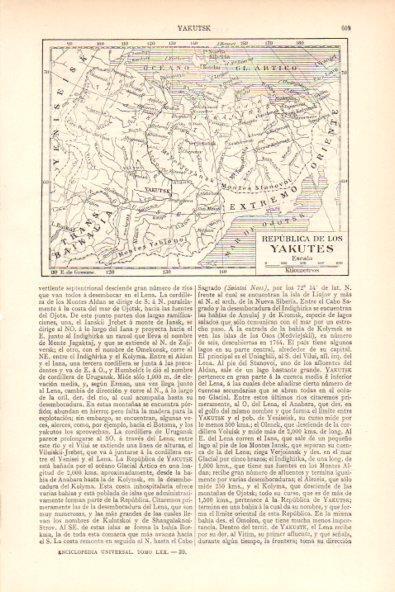 LAMINA ESPASA V51891: Mapa de la Republica de los Yakutes