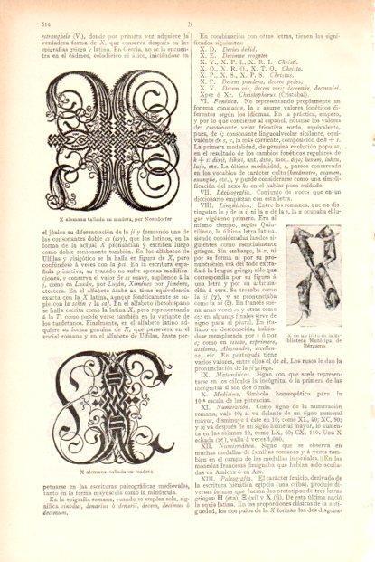 LAMINA ESPASA V51880: La letra X alemana tallada en madera