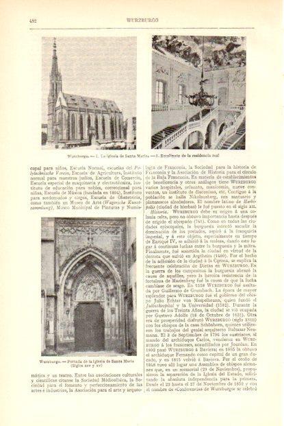 LAMINA ESPASA V51877: Iglesia de Santa Maria en Wurzburgo, Alemania
