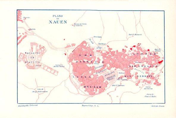 LAMINA ESPASA V51888: Plano de Xauen, Marruecos
