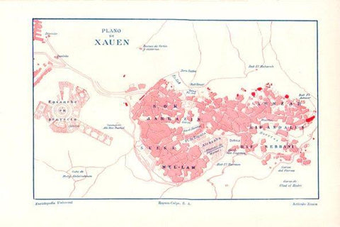 LAMINA ESPASA V51888: Plano de Xauen, Marruecos
