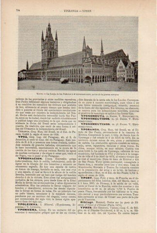 LAMINA ESPASA V51927: Lonja de los Pañeros y Ayuntamiento en Ypres, Belgica