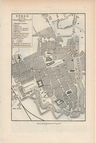 LAMINA ESPASA V51926: Plano de Ypres antes de la guerra, Belgica
