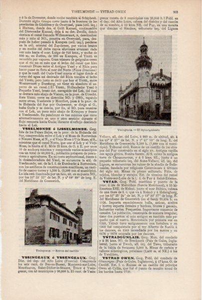 LAMINA ESPASA V51924: Ayuntamiento y castillo en Yssingeaux, Francia