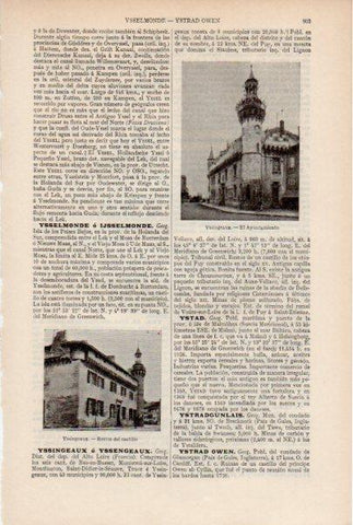 LAMINA ESPASA V51924: Ayuntamiento y castillo en Yssingeaux, Francia