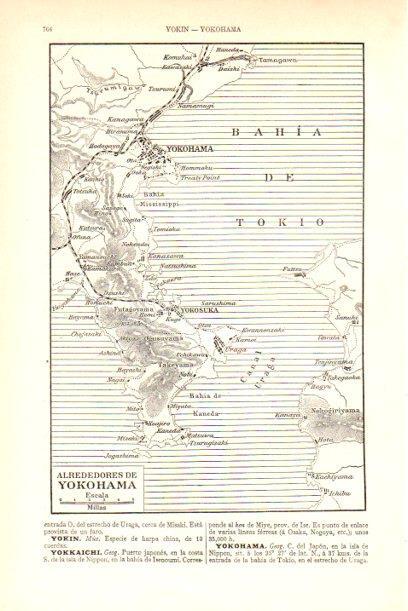 LAMINA ESPASA V51903: Mapa de los alrededores de Yokohama, Japon
