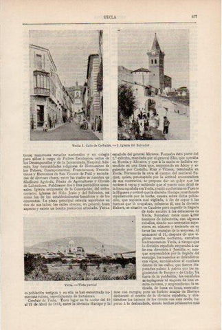 LAMINA ESPASA V51915: Vistas de Yecla, Murcia