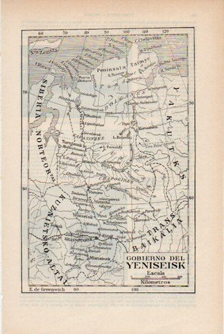 LAMINA ESPASA V51911: Mapa del Gobierno del Yeniseisk