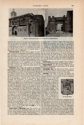 LAMINA ESPASA V51910: Iglesia y antigua muralla en Yepes, Toledo