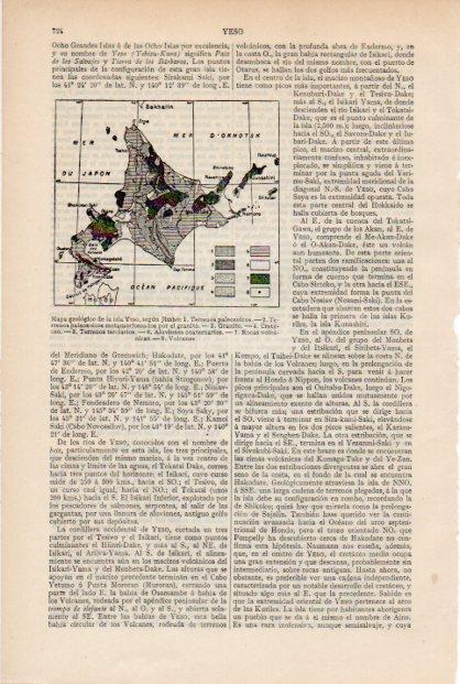 LAMINA ESPASA V51907: Mapa geologico de la isla de Yeso según Jimbo