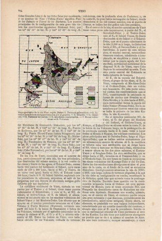 LAMINA ESPASA V51907: Mapa geologico de la isla de Yeso según Jimbo