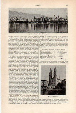 LAMINA ESPASA V52052: Muelle de los Alpes y Catedral de Zurich