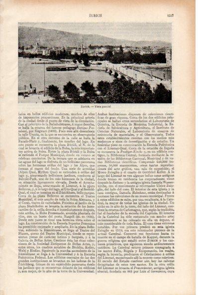 LAMINA ESPASA V52050: Vista parcial de Zurich, Suiza