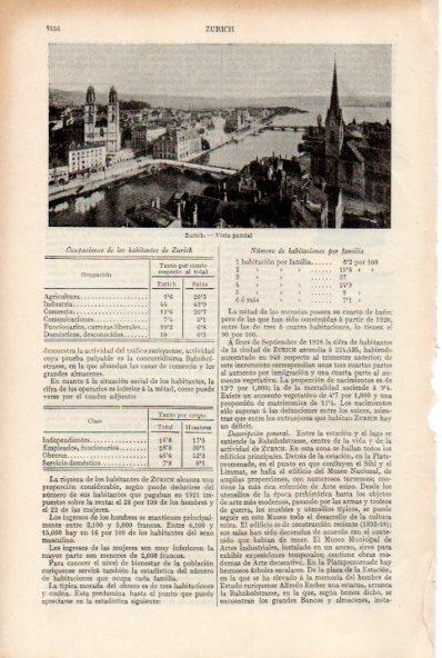 LAMINA ESPASA V52049: Vista parcial de Zurich, Suiza