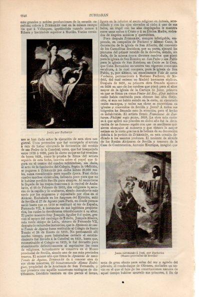 LAMINA ESPASA V52047: Judit y Jesus coronando a Jose por Zurbaran