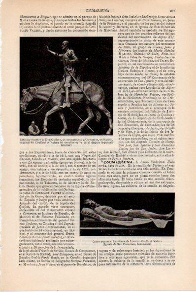LAMINA ESPASA V52089: Estatuas de Don Quijote y Cristo yacente por Lorenzo Coullaut Valera