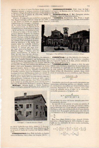 LAMINA ESPASA V52080: Catedral y casa de Antonio Allegri en Correggio, Italia