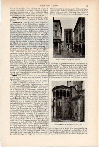 LAMINA ESPASA V52074: Torre y basilica de San Fidel en Como, Italia