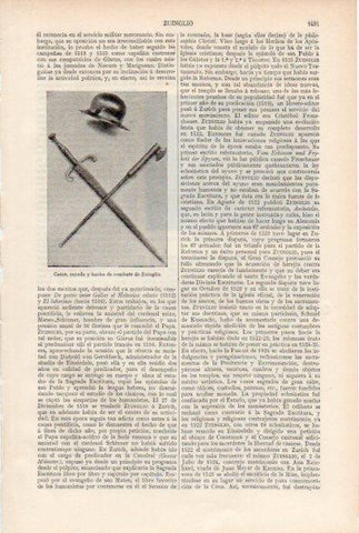 LAMINA ESPASA V52037: Casco, espada y hacha de combate de Zuinglio