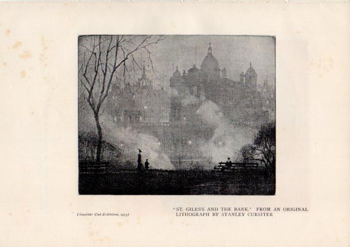 LAMINA V51928: St. Giles and the bank by Stanley Cursiter