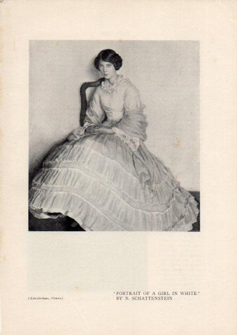LAMINA V51959: Portrait of a girl in white by N. Schattenstein