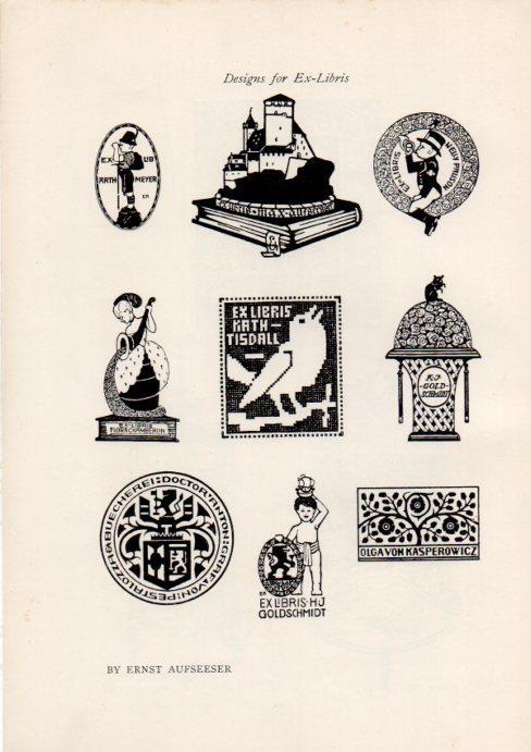 LAMINA V51948: Designs for Ex-Libris by Ernst Aufseeser