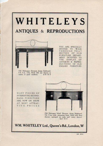 LAMINA V51918: Advertising WM. Whiteley Ltd London 