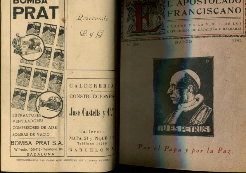 El Apostolado Franciscano tomo con revistas del año 1945