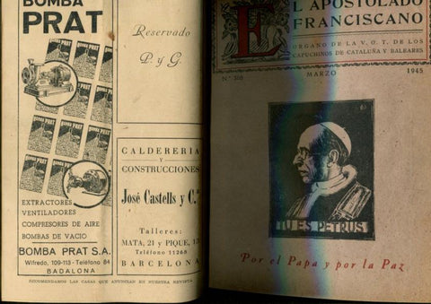 El Apostolado Franciscano tomo con revistas del año 1945
