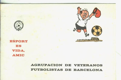 Postal: Agrupacio de veteranos futbolistas de Barcelona, ilustracion de Peñarroya