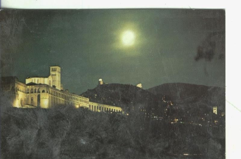 Postal: Italia: Assisi: Panorama nocturno della basilica