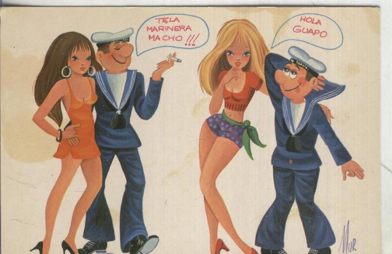 Postal: Marineros, ilustracion  de Mur