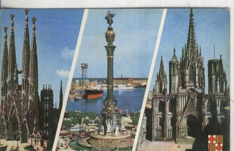 Postal: Barcelona: Catedral-Colon-Sagrada Familia