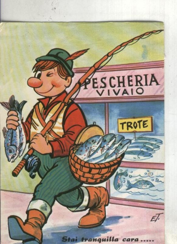 Postal:  Italia: Pescador, ilustracion ET