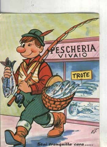 Postal:  Italia: Pescador, ilustracion ET