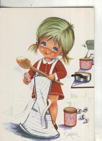 Postal: Cocinera, ilustracion de Angeles