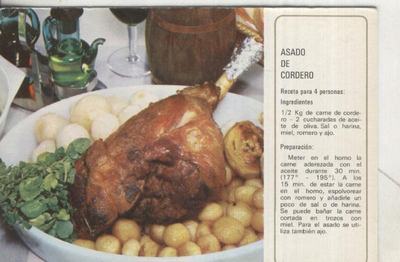 Postal: Asado de Cordero, propaganda del aceite de oliva