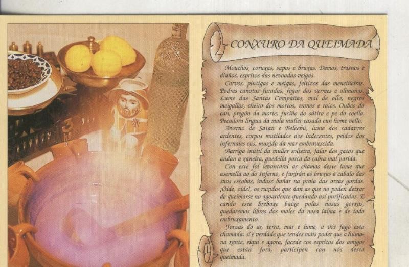Postal: Queimada con texto alegorico