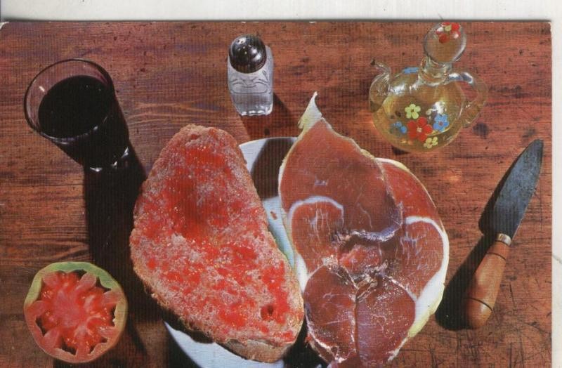 Postal: Platos tipicos: Pa amb tomaquet i pernils