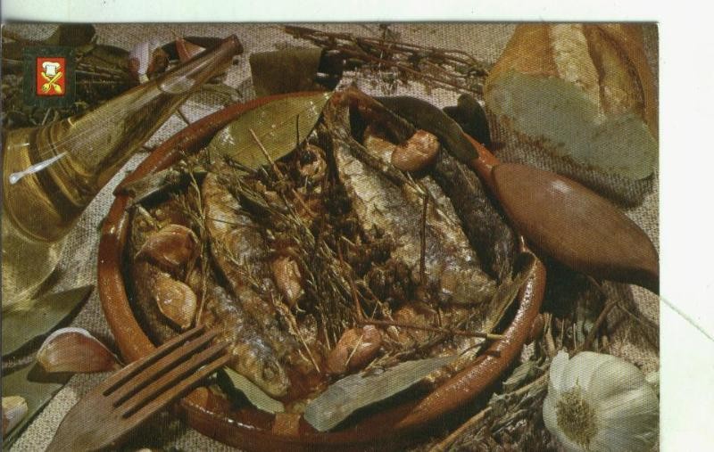 Postal:Platos tipicos: Sardinas escabechadas
