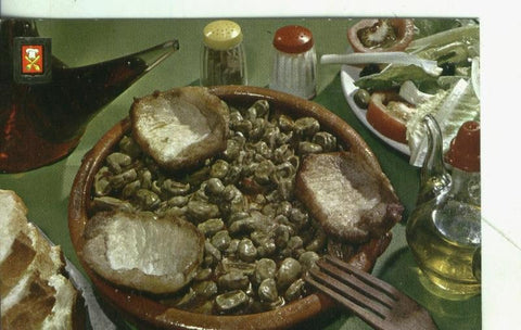 Postal: Platos tipicos: Lomo de cerdo con rabas a la catalana