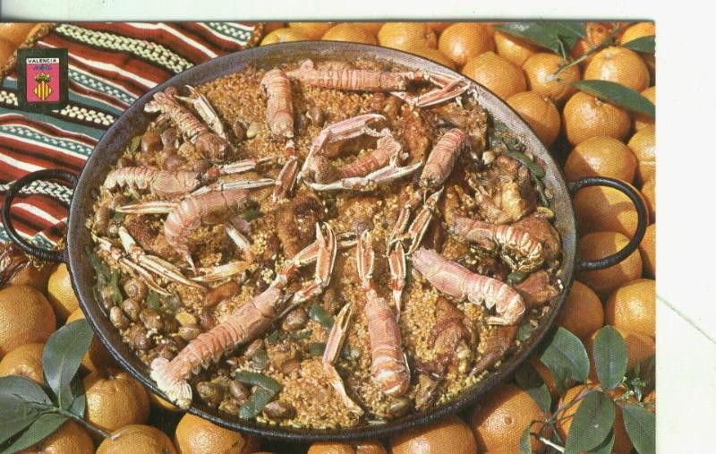 Postal: Valencia: Paella y naranja