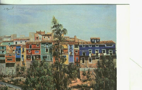 Postal 3906 : Villajoyosa: vista parcial de las casas colgantes, oleo