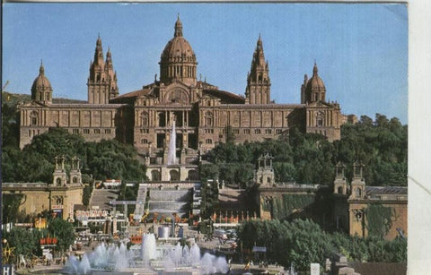 Postal 4125 : Barcelona: Palacio Nacional y fuente de Montjuic